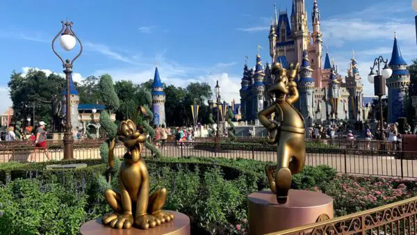 Fab 50 Golden Statues in front of Cinderella Castle in the Magic Kingdom
