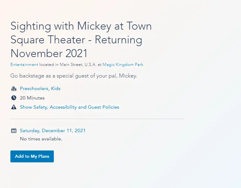 Mickey Mouse Meet & Greet returns to the Magic Kingdom