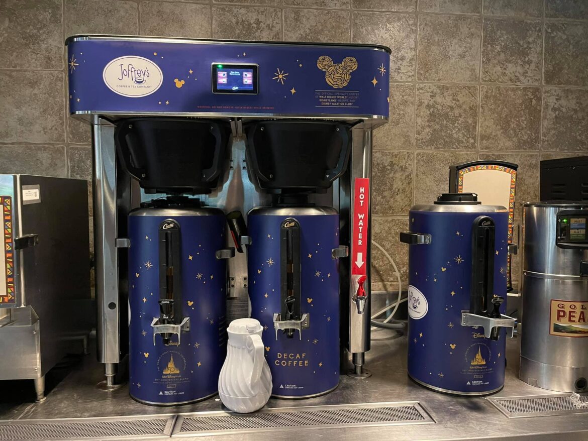 Coffee Stations around Disney World dressed up with 50th Anniversary Decorations