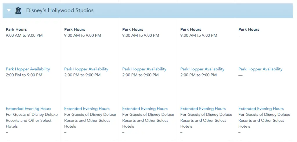 Disney World Theme Park Hours Available Through December 15