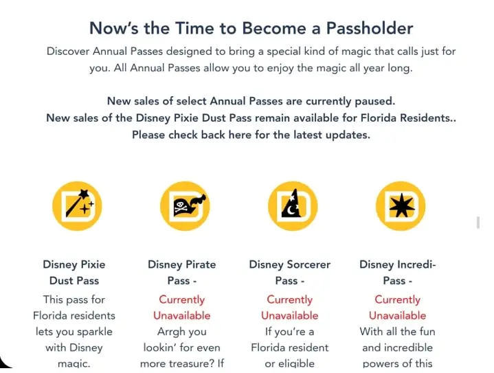 Annual Passes for Walt Disney World Resort