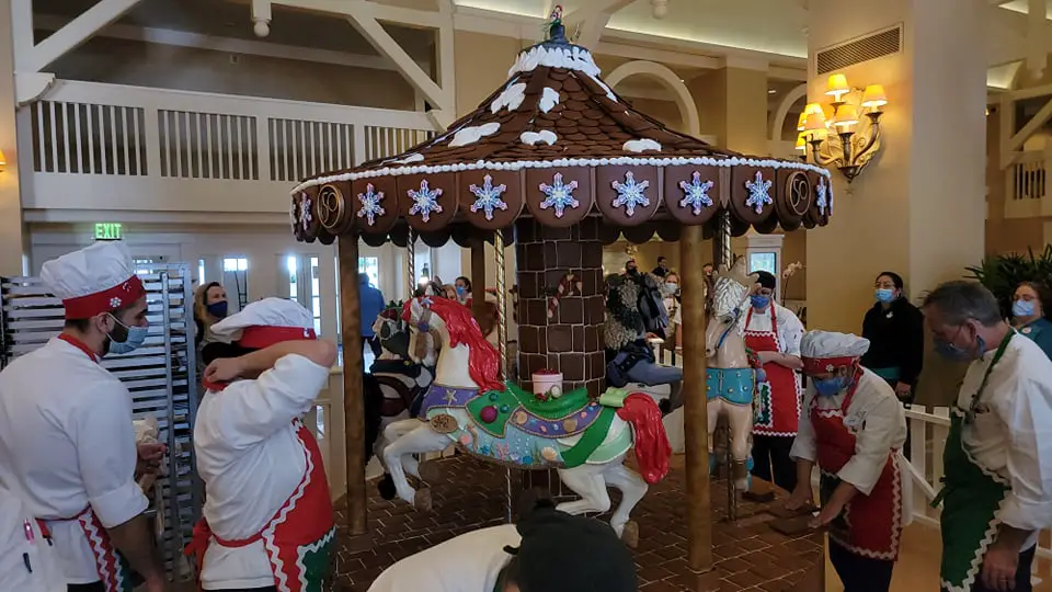 Little Mermaid Gingerbread Carousel being built at Disney’s Beach Club Resort