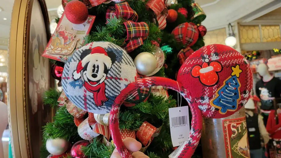 New Christmas Plaid Holiday Spirit Jersey Mickey Ears