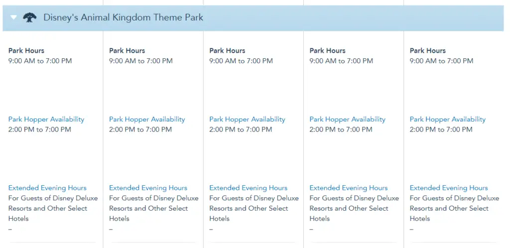Disney World Theme Park Hours released through January 26th, 2022