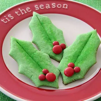Mickey's Holly Leaf Christmas Cookies