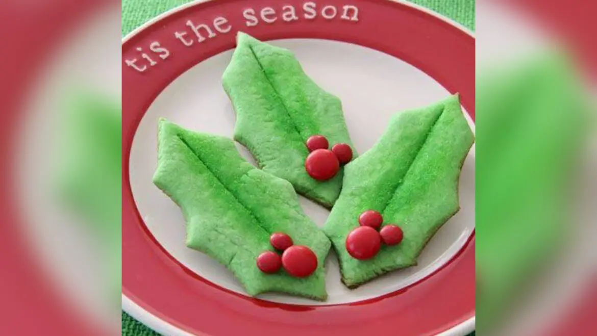 Festive Mickey’s Holly Leaf Christmas Cookies To Tis The Season!