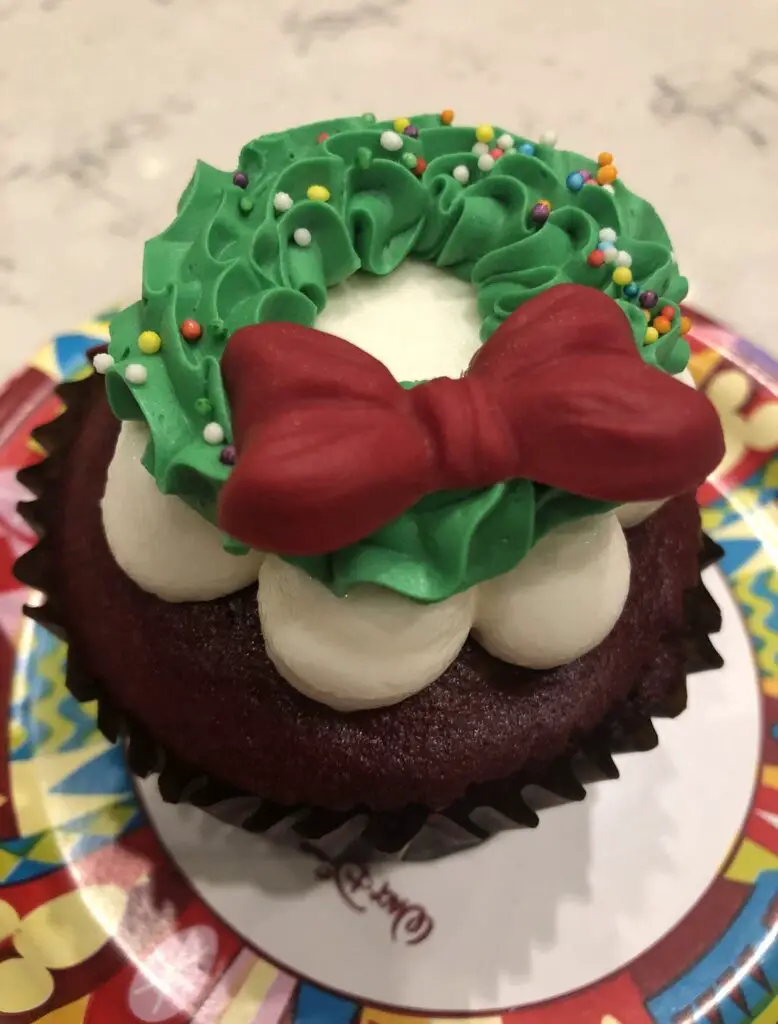 Celebrate the Season with the Red Velvet Christmas Wreath Cupcake at Grand Floridian!