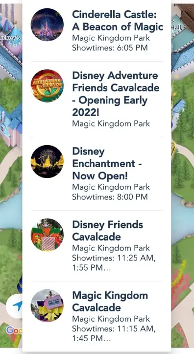 Disney Adventure Friends Cavalcade now showing on Disney World App