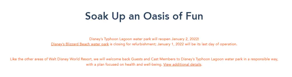 Disney’s Typhoon Lagoon water park will reopen on January 2nd, 2022!