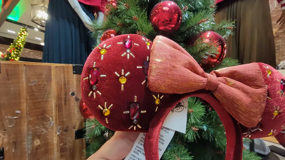 Shimmering Bewjewled Cranberry Minnie Ears Now At the Disney Parks