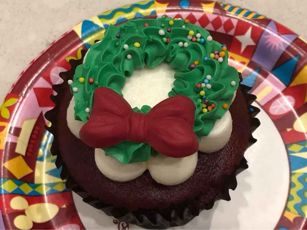 Celebrate the Season with the Red Velvet Christmas Wreath Cupcake at Grand Floridian!