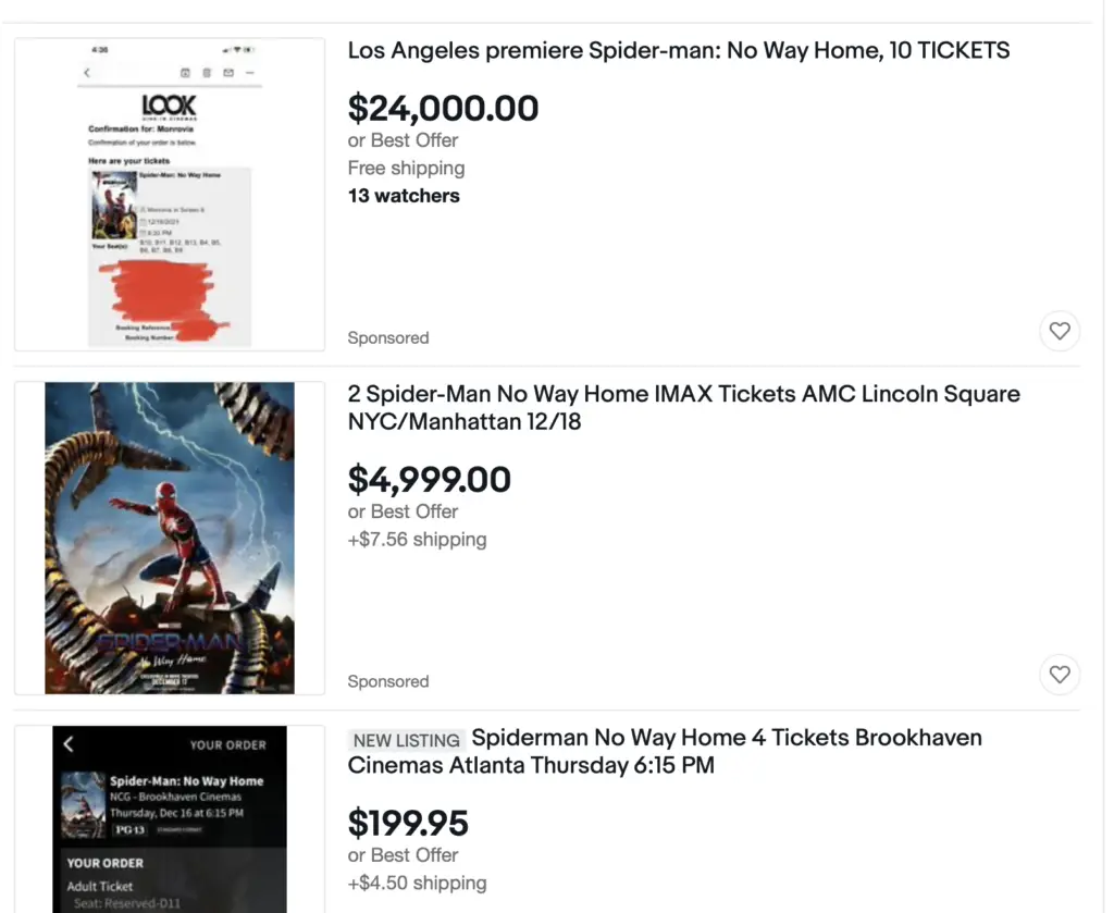 Sony and Marvel Studios Attempt to Stop Scalpers from Selling 'Spider-Man: No Way Home' Tickets for Insane Prices