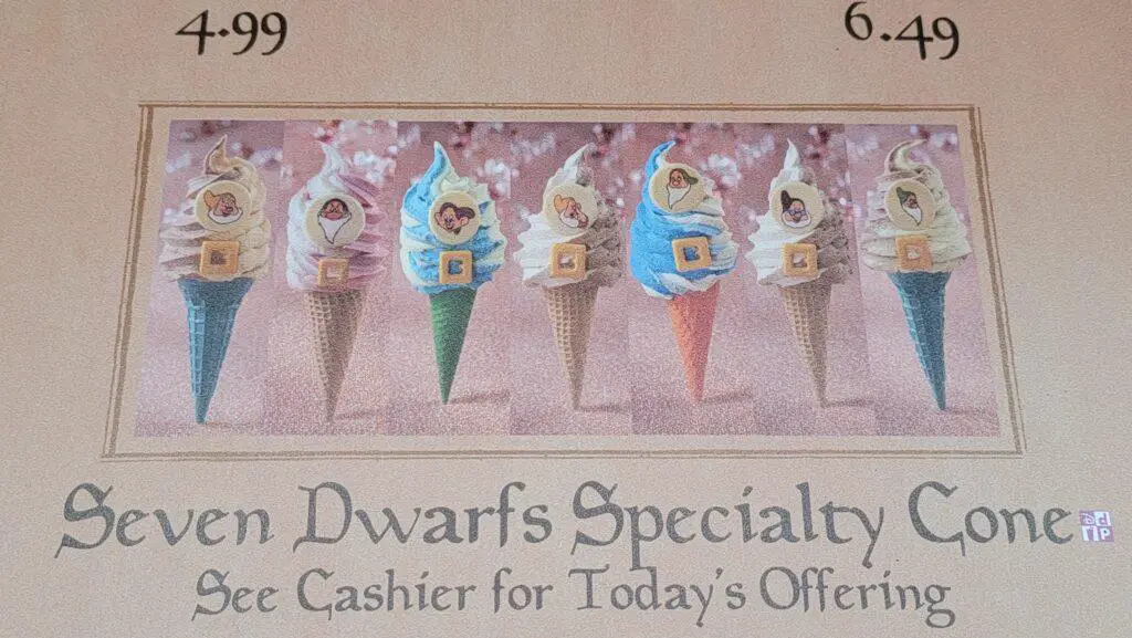 Snow White & the Seven Dwarfs Seasonal Specialty Cones available at the Magic Kingdom