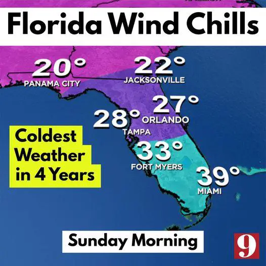 Coldest weather in 4 years hitting Central Florida this weekend