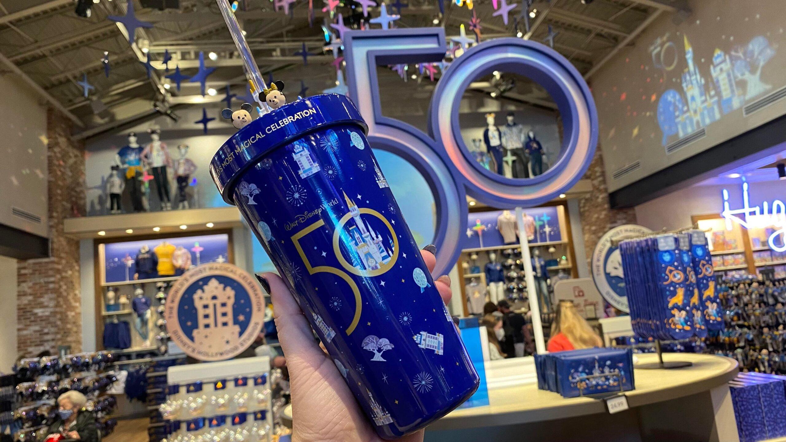 Walt Disney World 50th Anniversary Tumbler with Straw