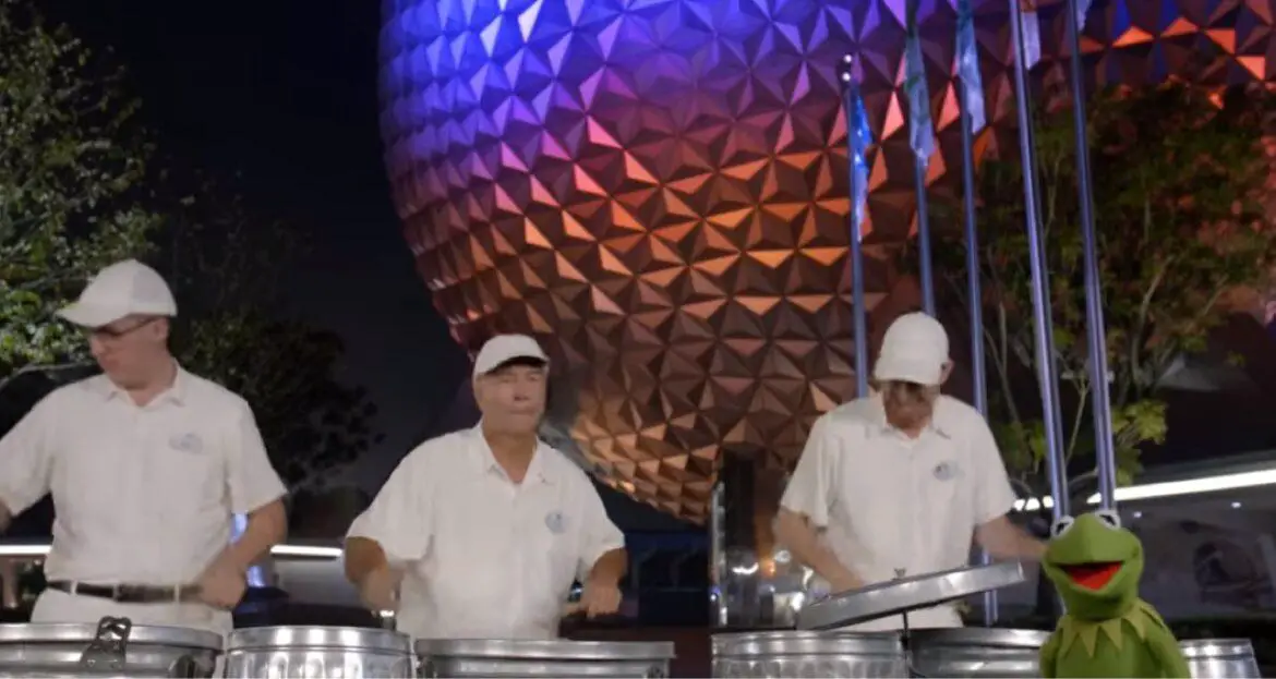 Kermit jams out with the JAMMitors at EPCOT