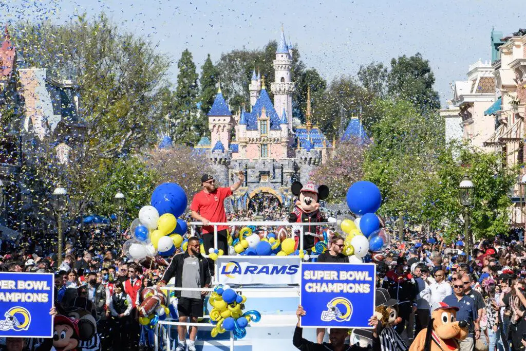 Cooper Kupp, Aaron Donald and Matthew Stafford Celebrate Super Bowl LVI Win at Disneyland
