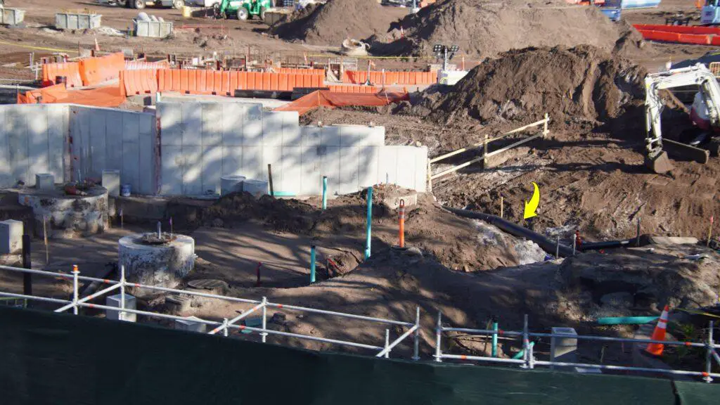 Aerial look at Construction for Moana Journey of Water in Epcot
