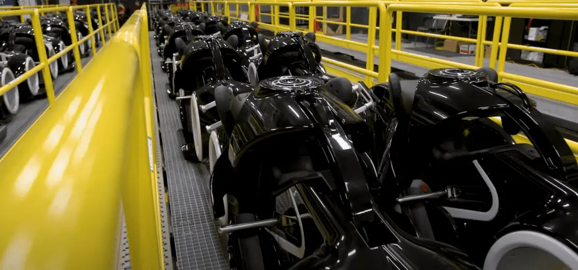 Behind-the-scenes look at ride vehicles and testing for Tron Lightcycle Run