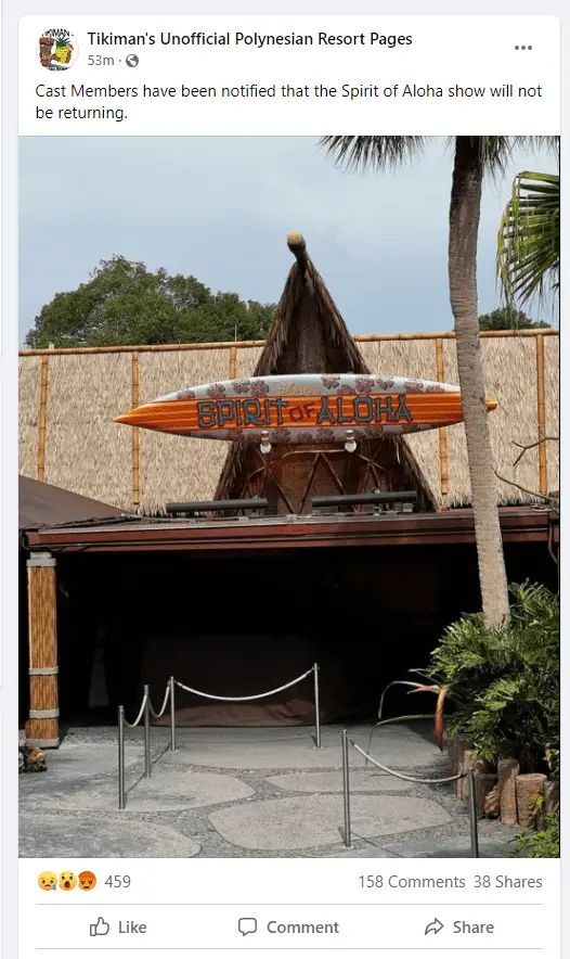 Spirit of Aloha Show at Disney's Polynesian Resort will not be returning