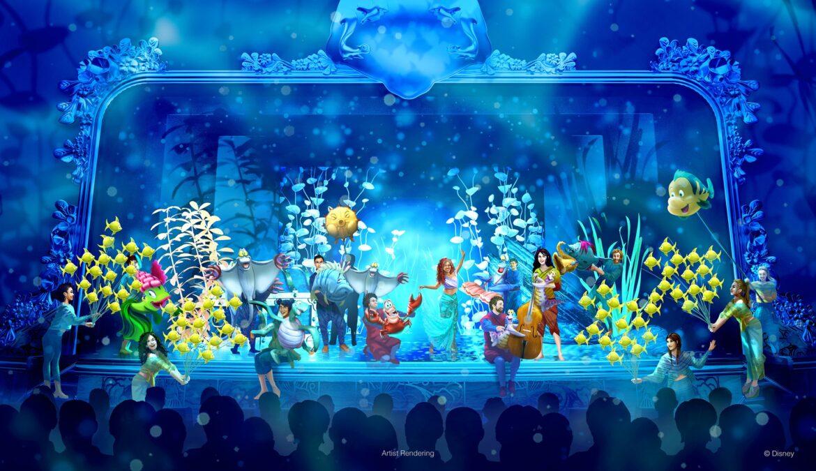 New details and concept art for The Little Mermaid Stage Show coming to the Disney Wish