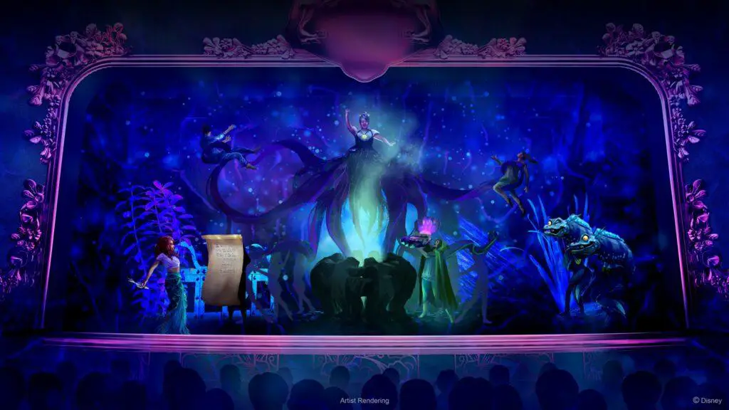 New details and concept art for The Little Mermaid Stage Show coming to the Disney Wish