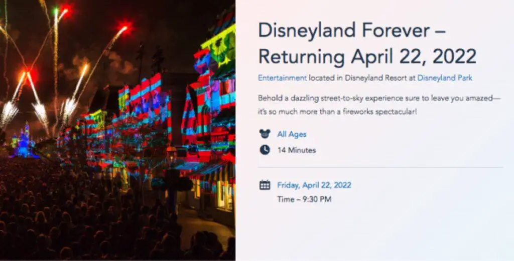 Showtimes Announced for the Disneyland Resort Nighttime Shows