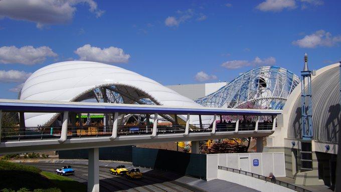 A current look at the canopy for Tron Lightcycle Run in the Magic Kingdom