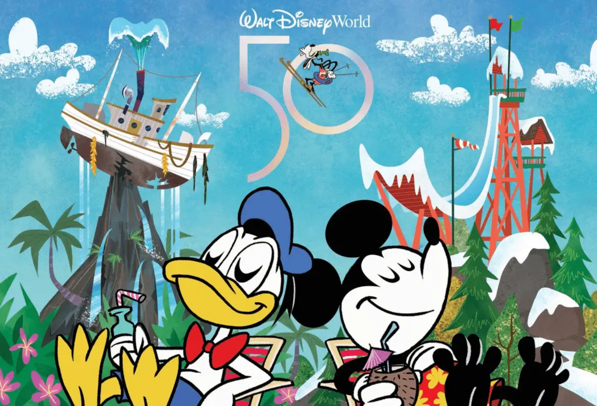 New Mickey, Donald, and Goofy 50th Anniversary Gift Card design