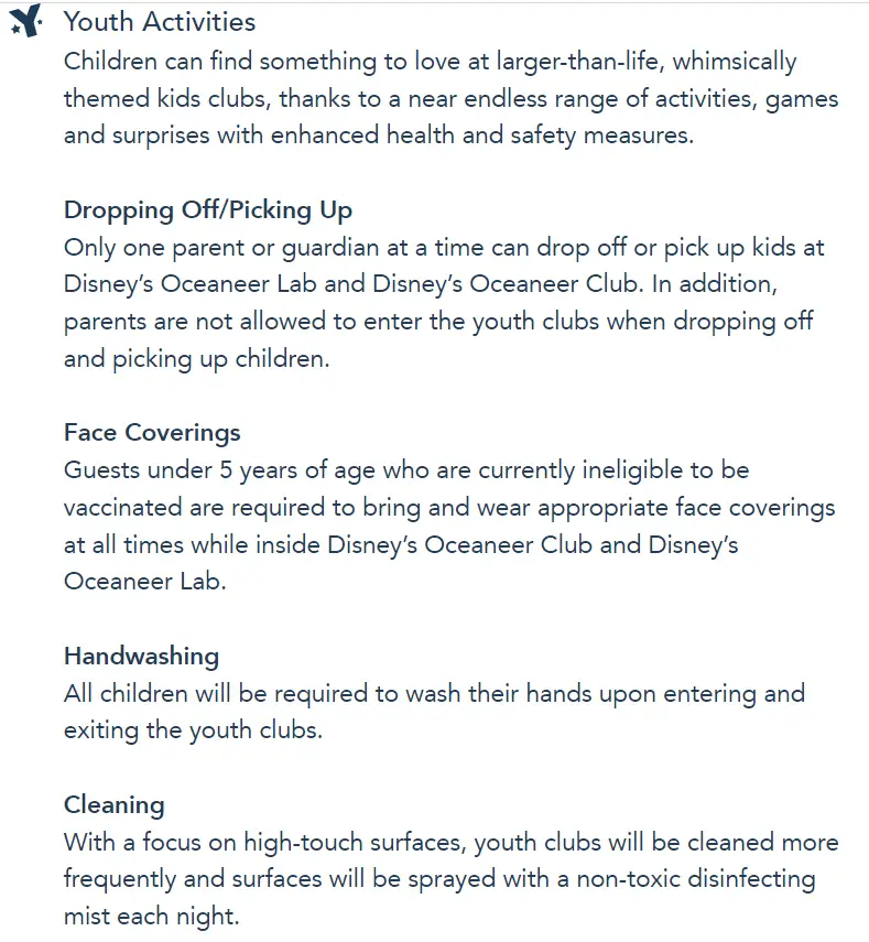 Disney Cruise Line Relaxing Youth Activity Restrictions