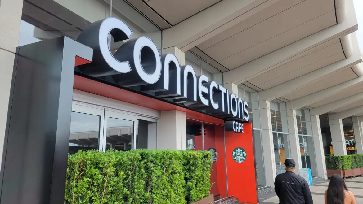 Starbucks sign is now visible at the Connection Cafe Entrance