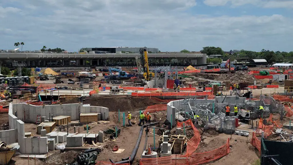 Aerial view of the Moana Journey of Water Construction in Epcot