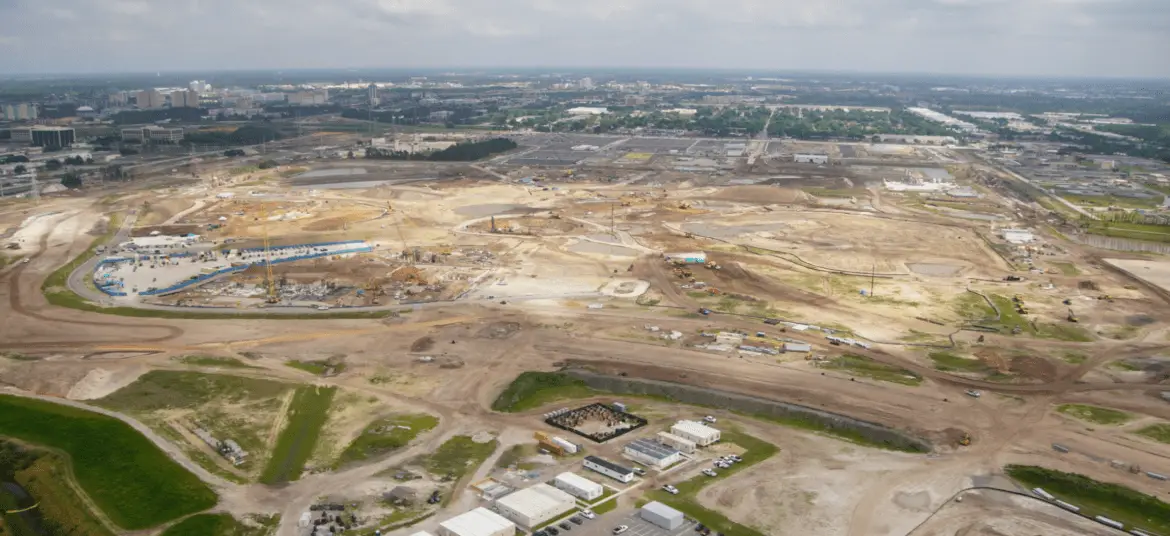 Aerial overview of Universal’s Epic Universe Construction