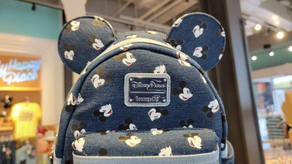 Delightful Denim Mickey Loungefly Backpack and Wallet