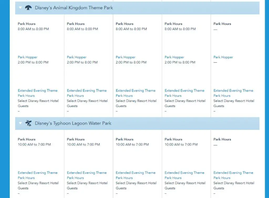 Disney World Theme Park hours released through July 6th, 2022