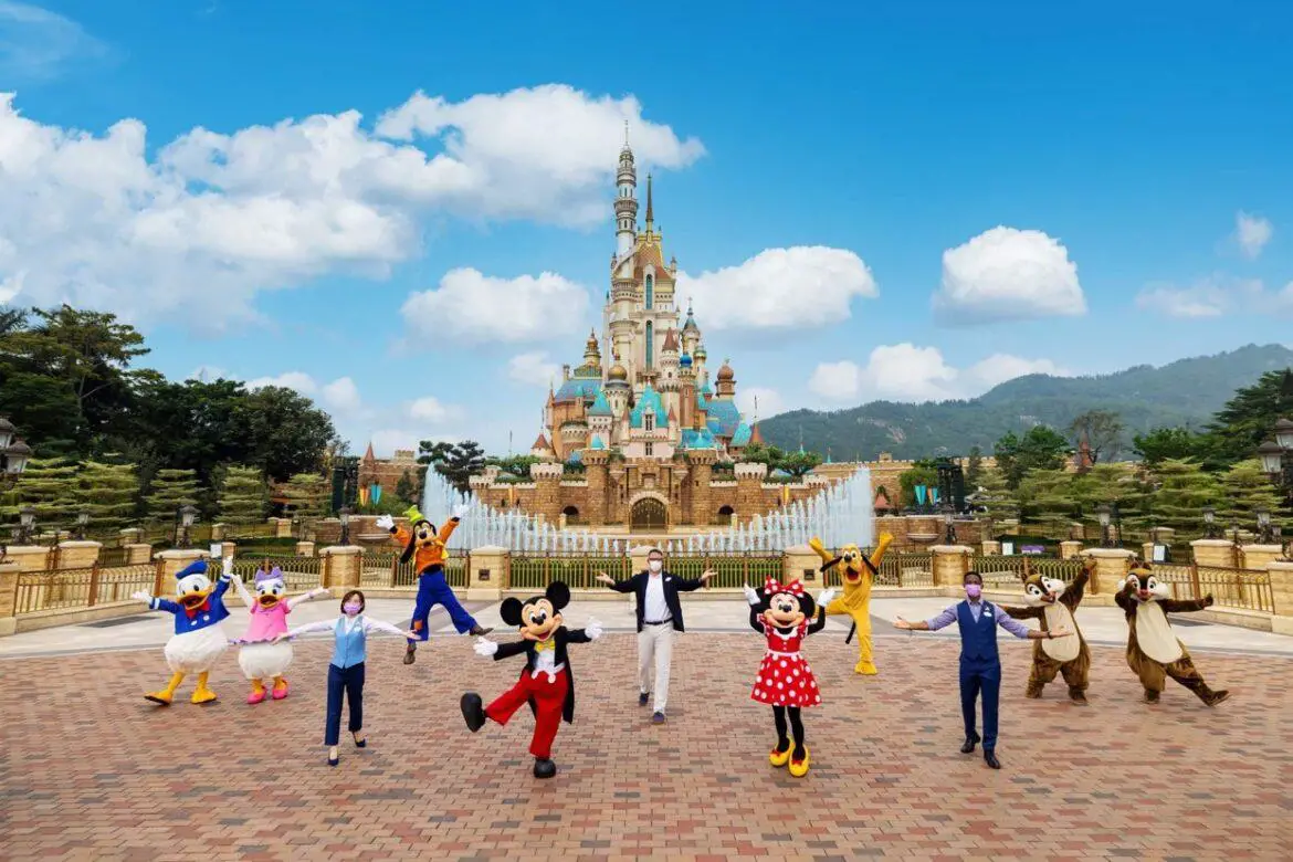 Disney Cast Members celebrate the reopening of Hong Kong Disneyland