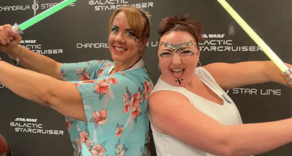 Cast Members enjoy their character makeup on the Star Wars: Galactic Starcruiser