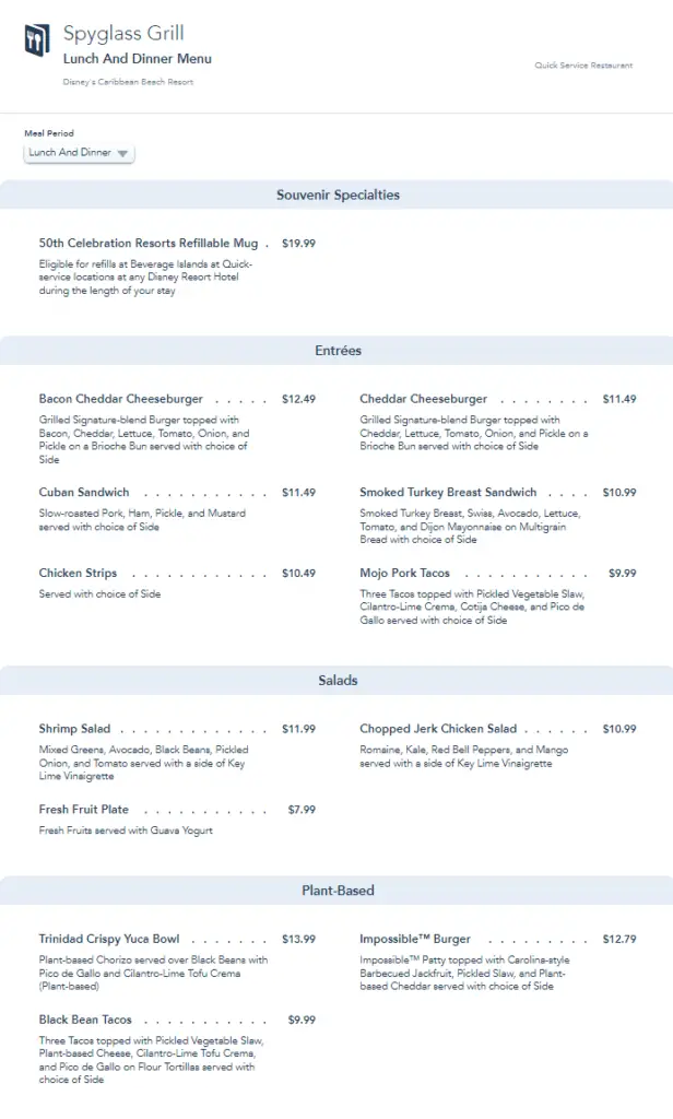 Spyglass Grill updates menu ahead of reopening