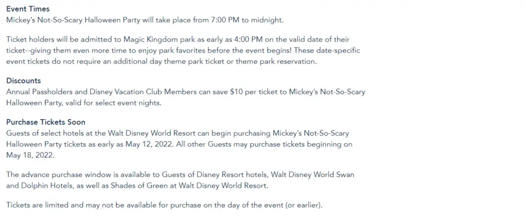 DVC and Annual Passholders can save on tickets for Mickey's Not So Scary Halloween Party