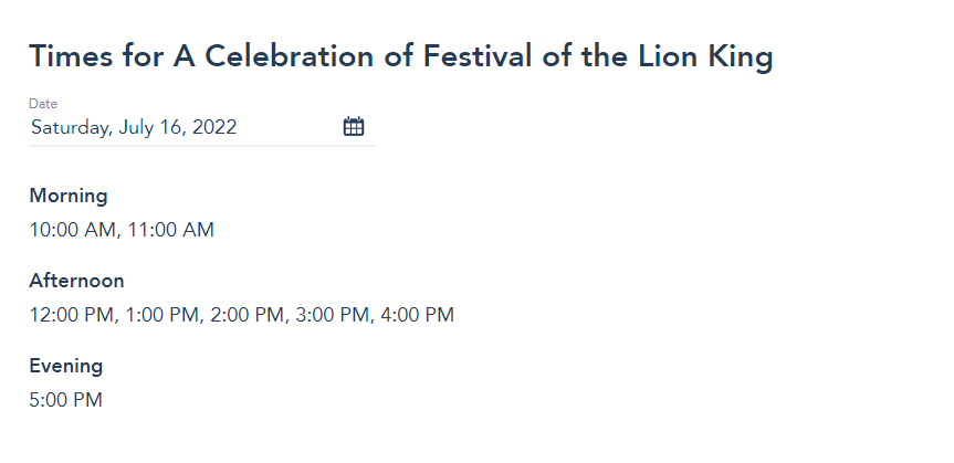 A Celebration of Festival of the Lion King closing for an update to full show on July 16th