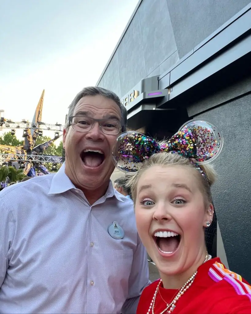 JoJo Siwa Rides Guardians of the Galaxy: Cosmic Rewind With Jeff Vahle and Josh D’Amaro