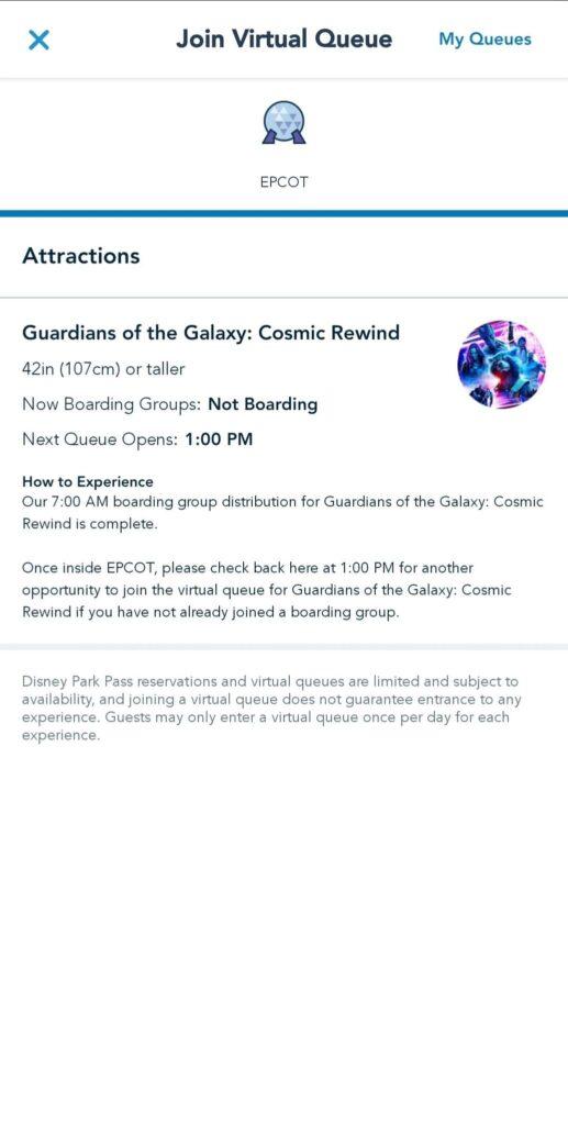 Guardians of the Galaxy: Cosmic Rewind Virtual Queue gone in under a minute
