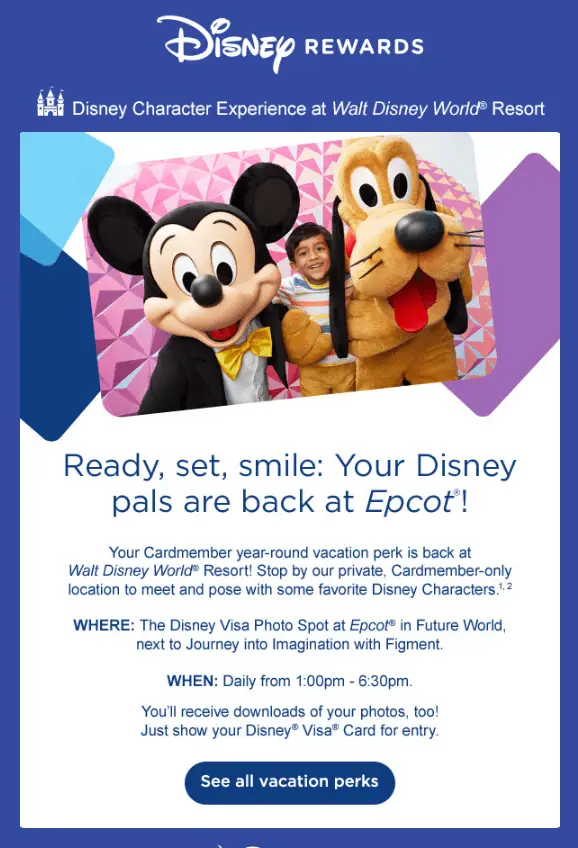 Disney Visa character photo op returns to Epcot