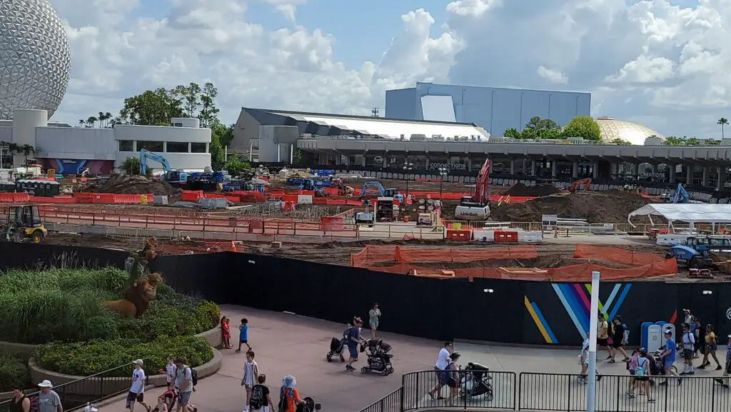 Monorail View of the Moana Journey of Water Construction in Epcot
