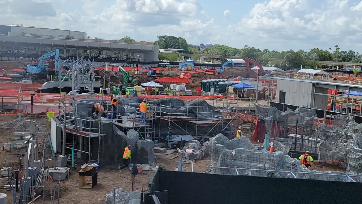 Monorail View of the Moana Journey of Water Construction in Epcot