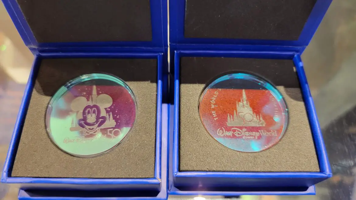 2 New Walt Disney World 50th Anniversary Glass Coins Are Available At Magic Kingdom!