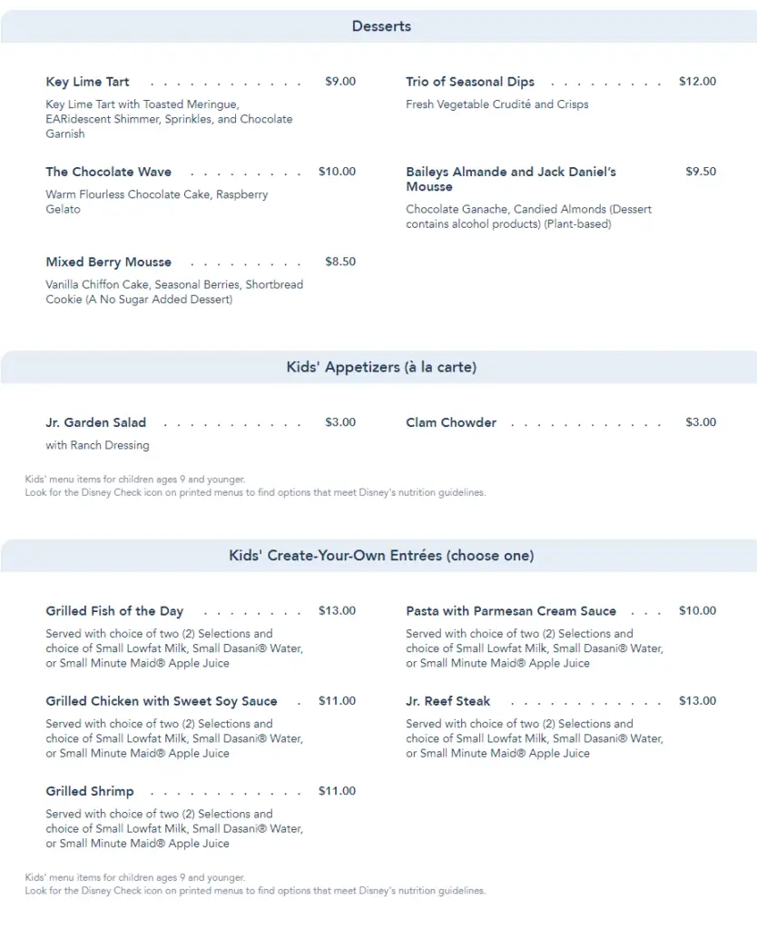 Disney updates the menu at Coral Reef Restaurant in Epcot