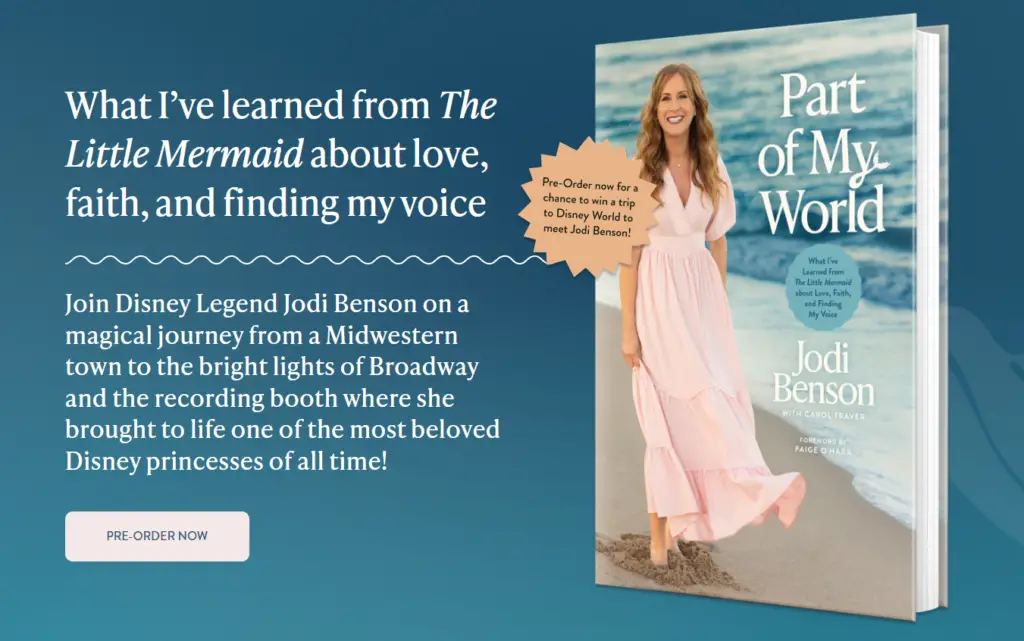 Pre-order Jodi Benson's new book Part of my World and win a trip to Walt Disney World