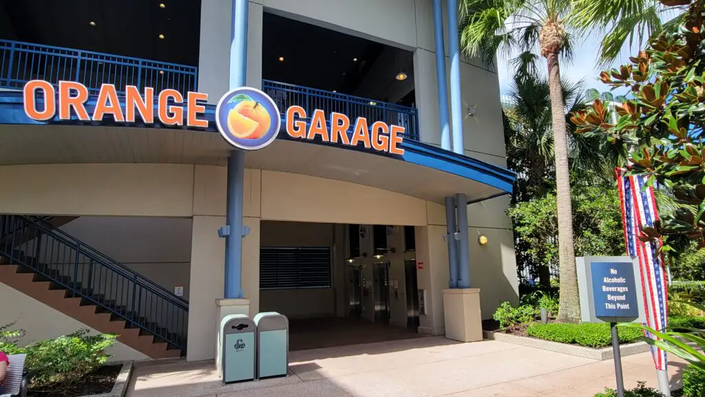 Orange Parking Garage Entrance