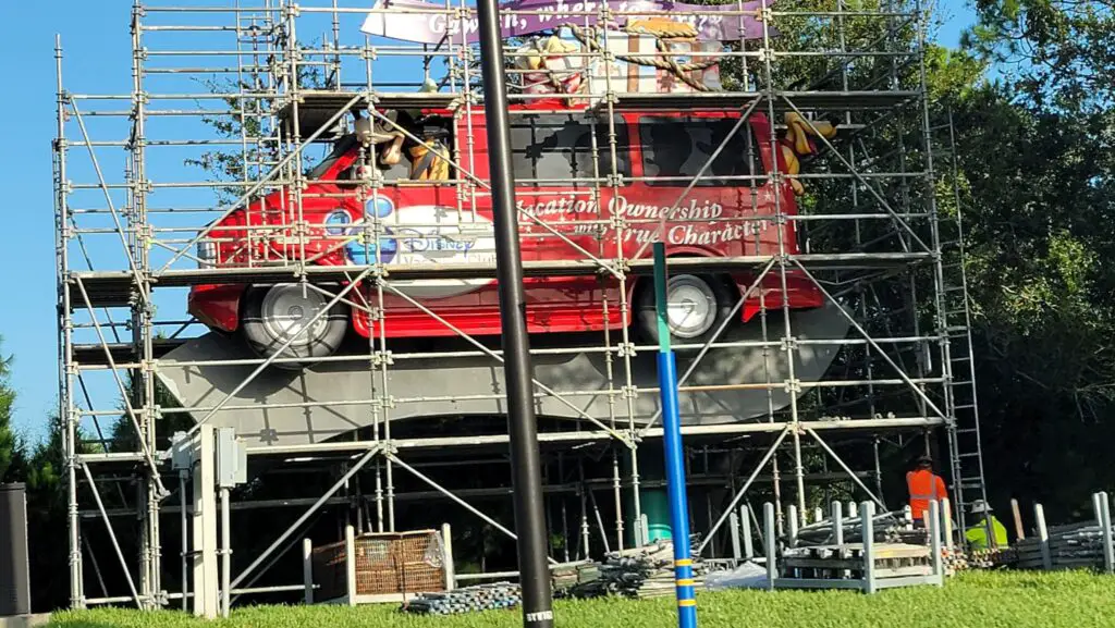 Work Underway on Goofy DVC Roadside Billboard at Walt Disney World